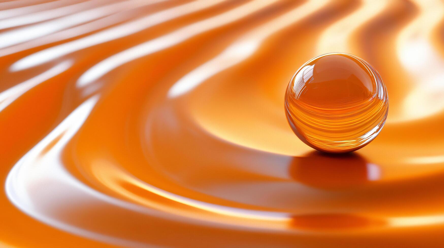 Small ball is floating on top of a wave of orange liquid. The image has a playful and whimsical mood, as the ball seems to be having a fun time floating on the surface of the liquid photo
