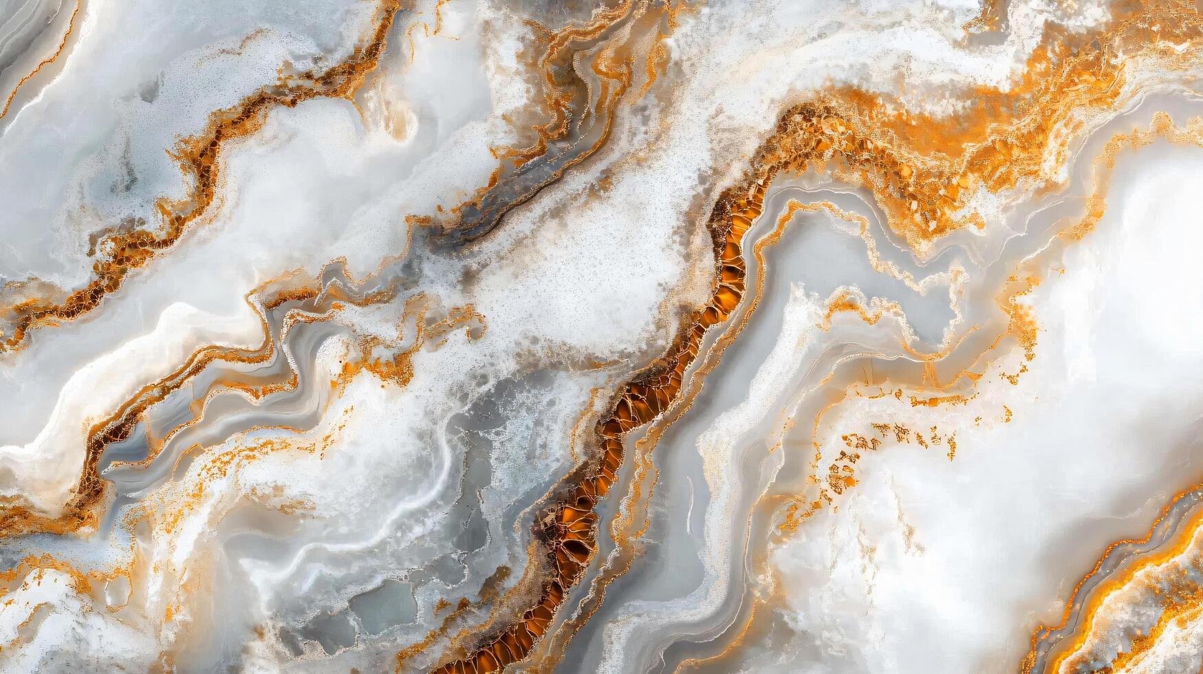 Marble wall with gold and white swirls. The gold and white swirls are very detailed and the marble is very shiny photo