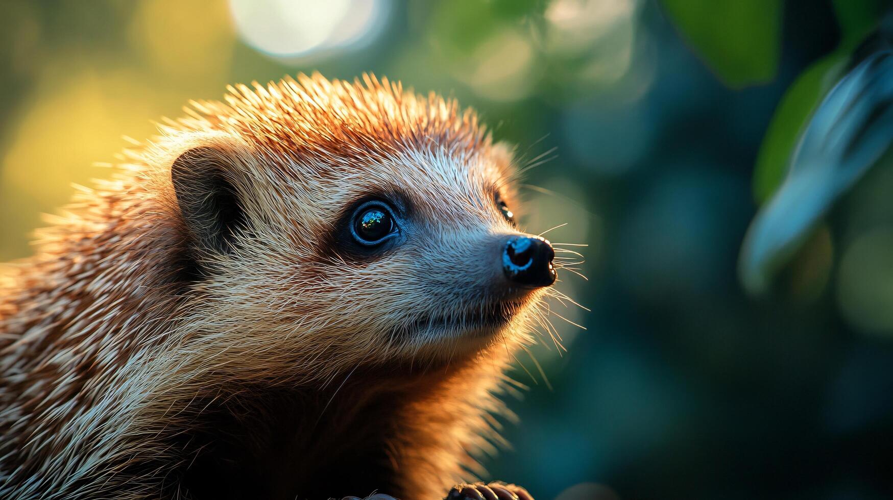 Small brown and white animal with a long snout and big eyes. It is looking at the camera photo