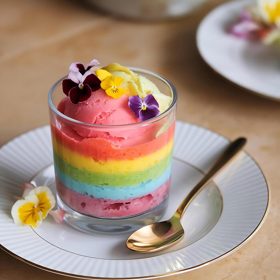 A dessert with a rainbow of colors photo