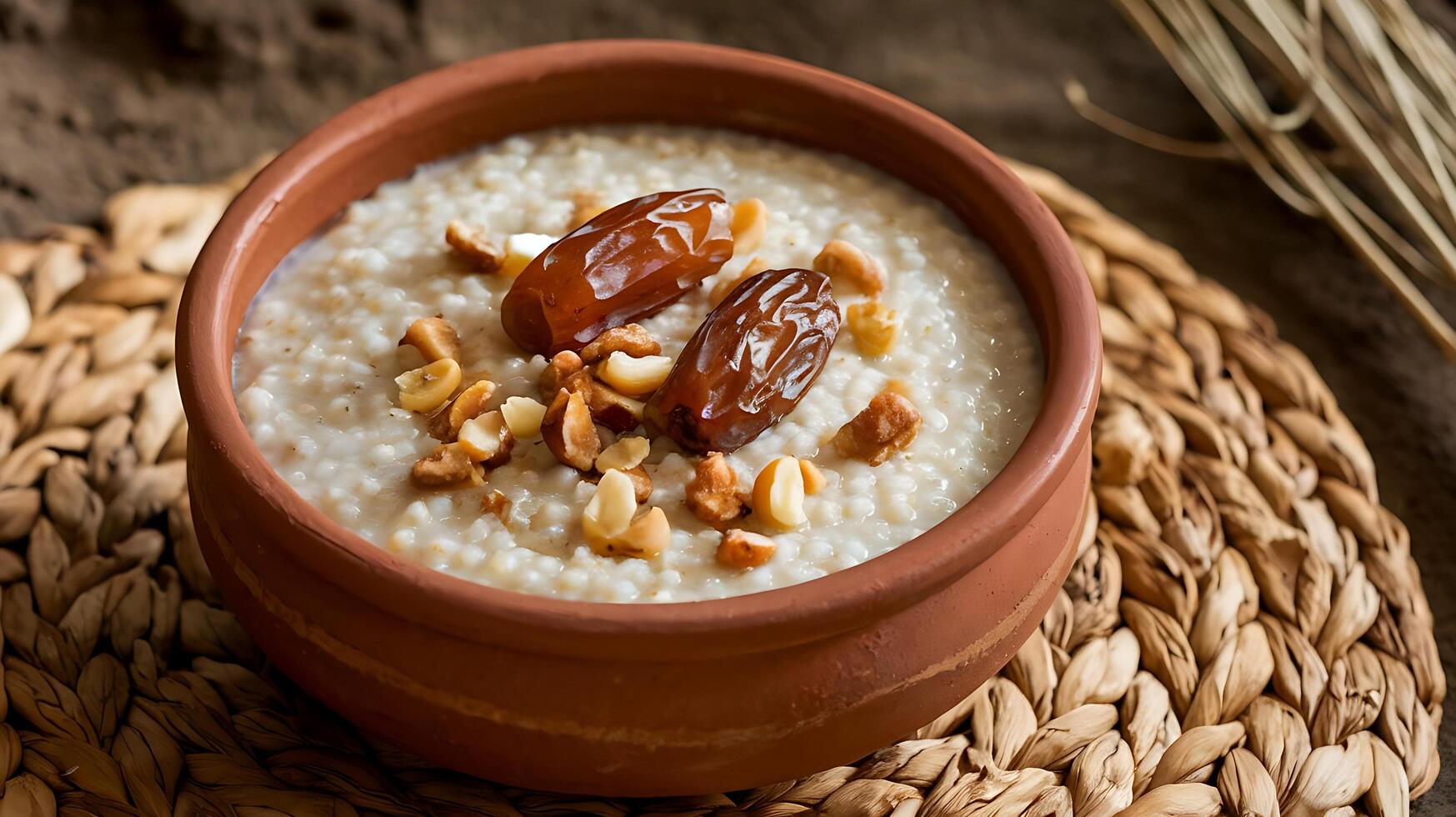 Date oatmeal is a healthy breakfast option photo