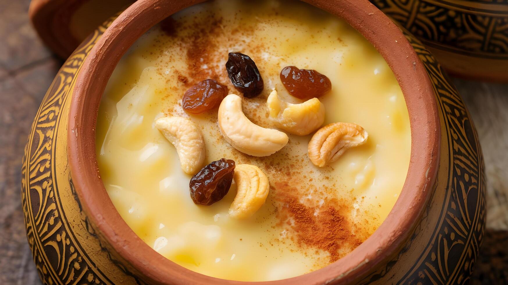 A bowl of rice with raisins and nuts photo