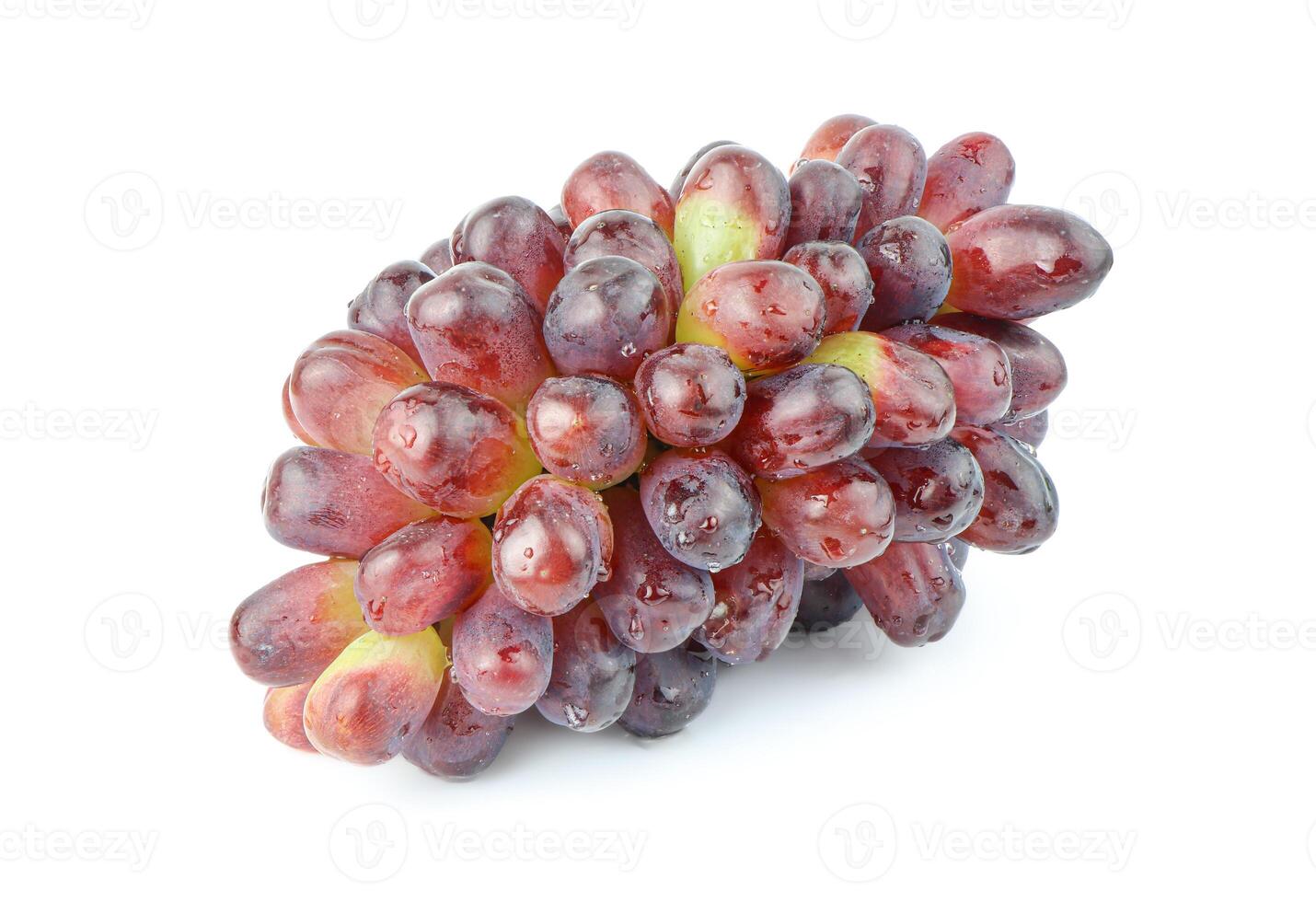 Red grape with leaves isolated on white background. With clipping path. Full depth of field. photo