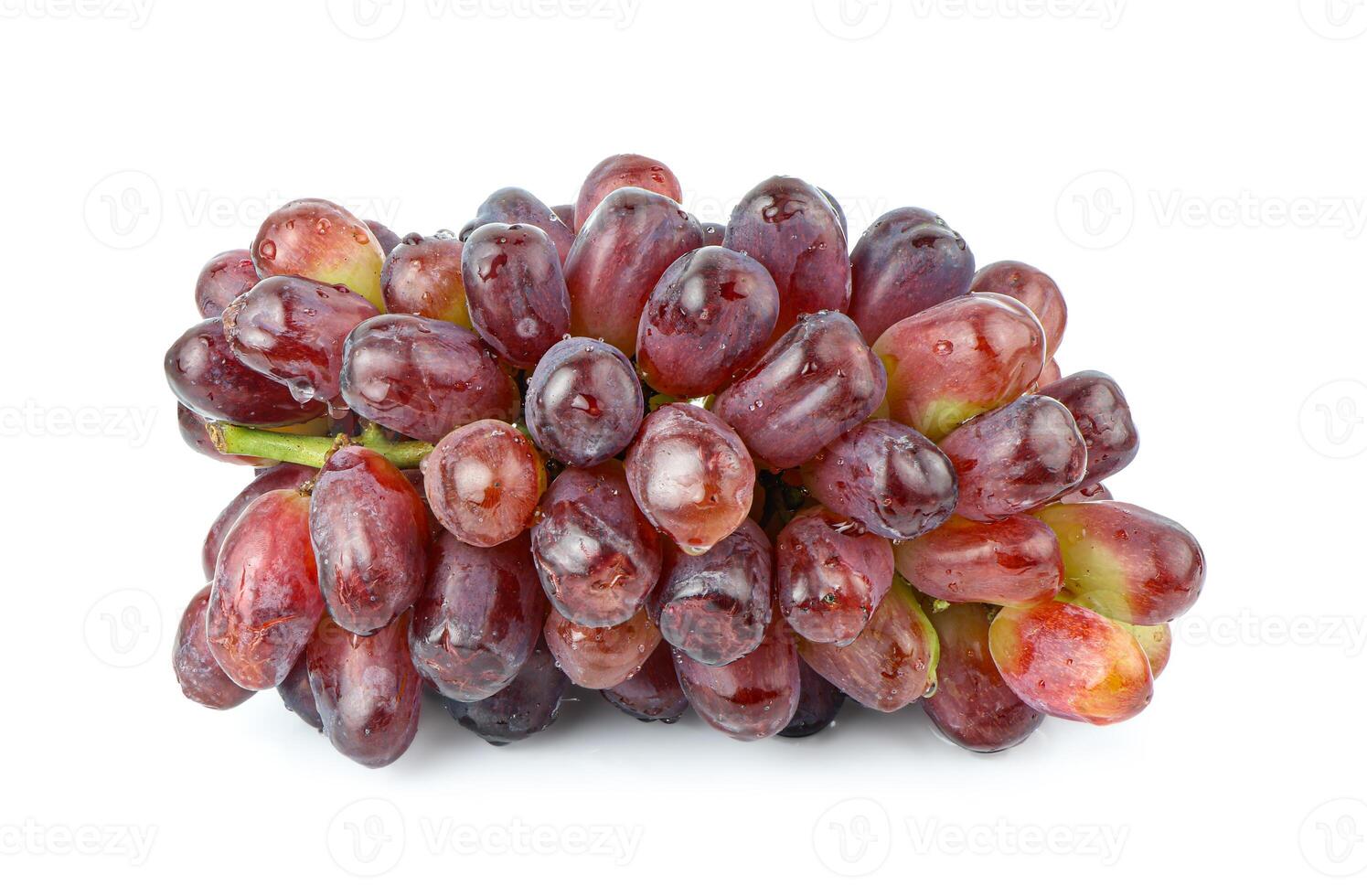 Red grape with leaves isolated on white background. With clipping path. Full depth of field. photo
