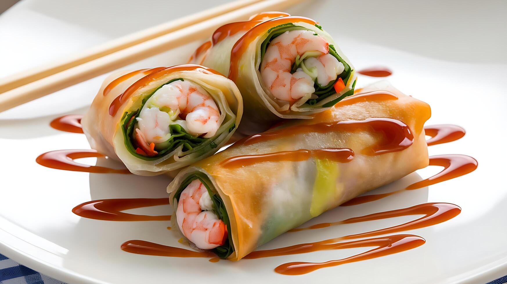 A plate with shrimp and vegetables on it photo
