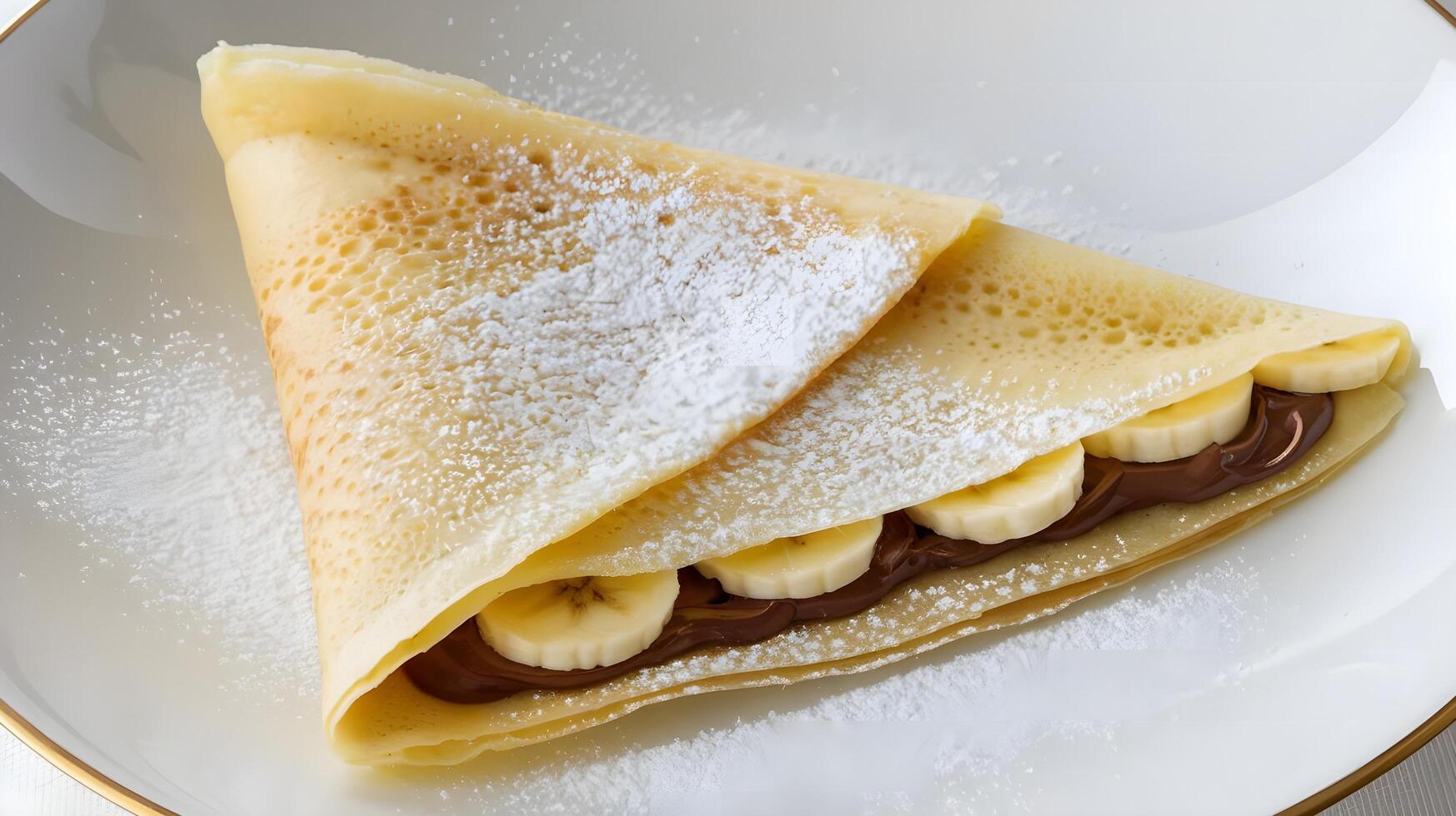 A crepe with chocolate and bananas on top photo