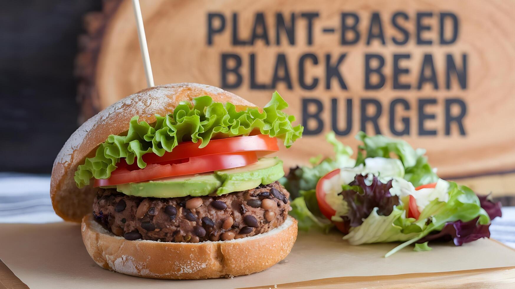 Plant-based black bean burger photo