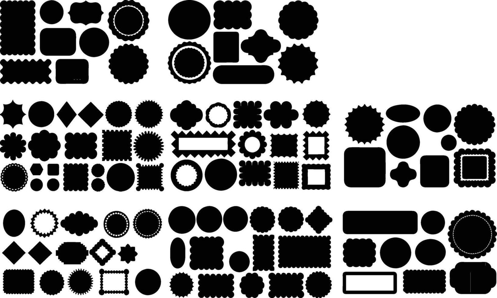 Collection of Decorative Silhouetted Shapes and Frames in Black Design vector