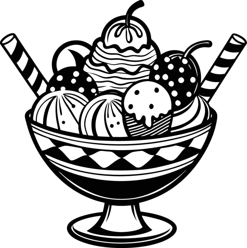 Ice cream cone with decorations vector