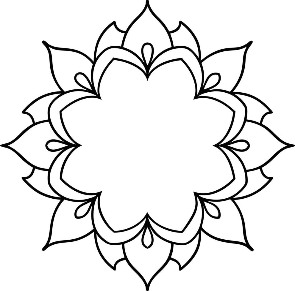 Floral round gray and white frame vector