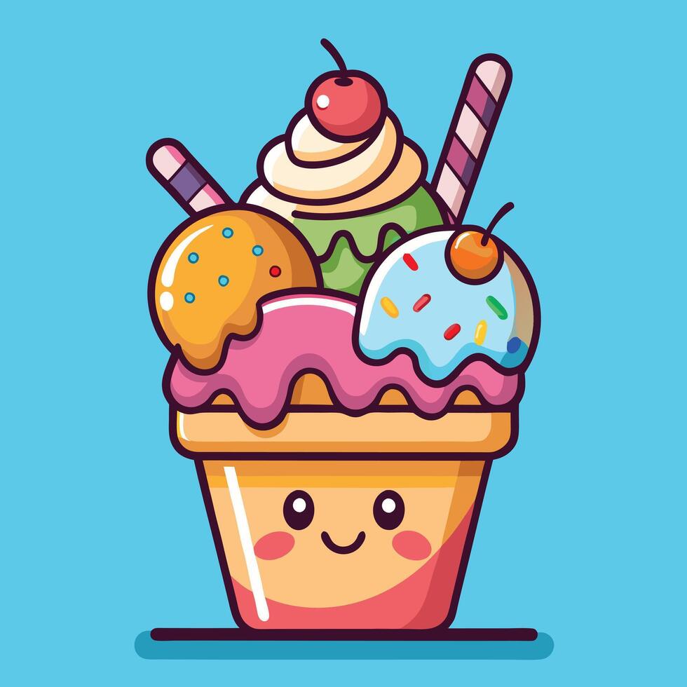 Happy Ice Cream Character vector