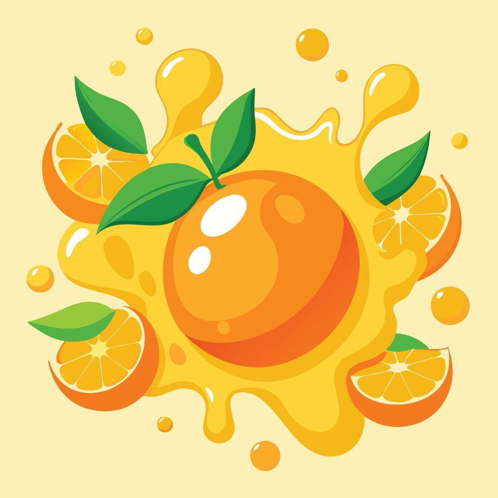 Orange slice Juice Splash vector