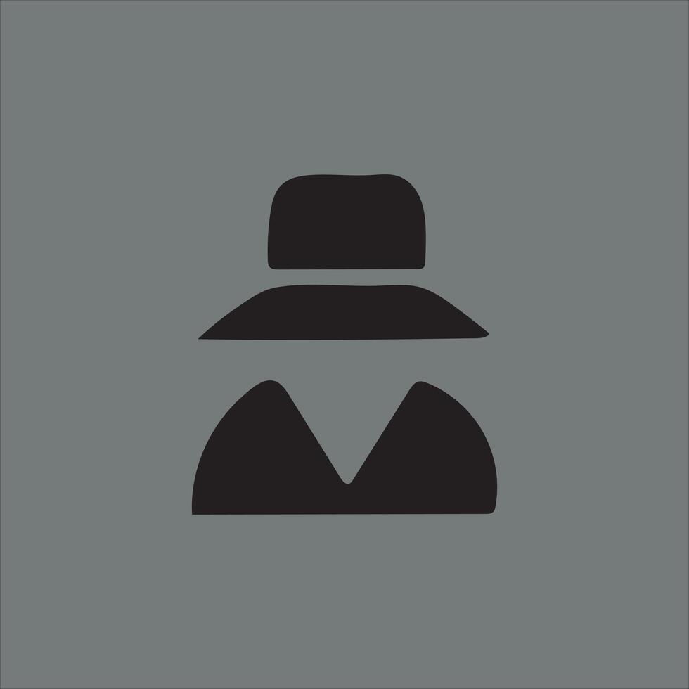 A black hat icon on a gray background vector