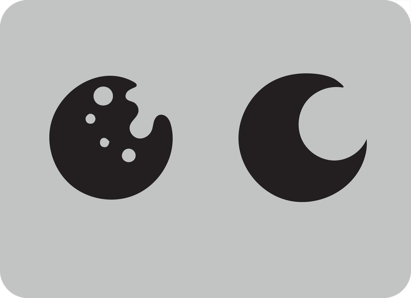 A black and white moon and crescent icon vector
