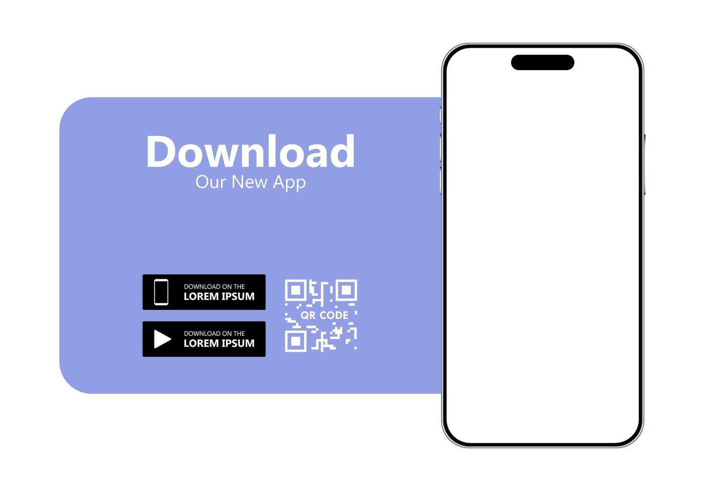 Download our App Smartphone QR Code Banner Mockup Illustration vector