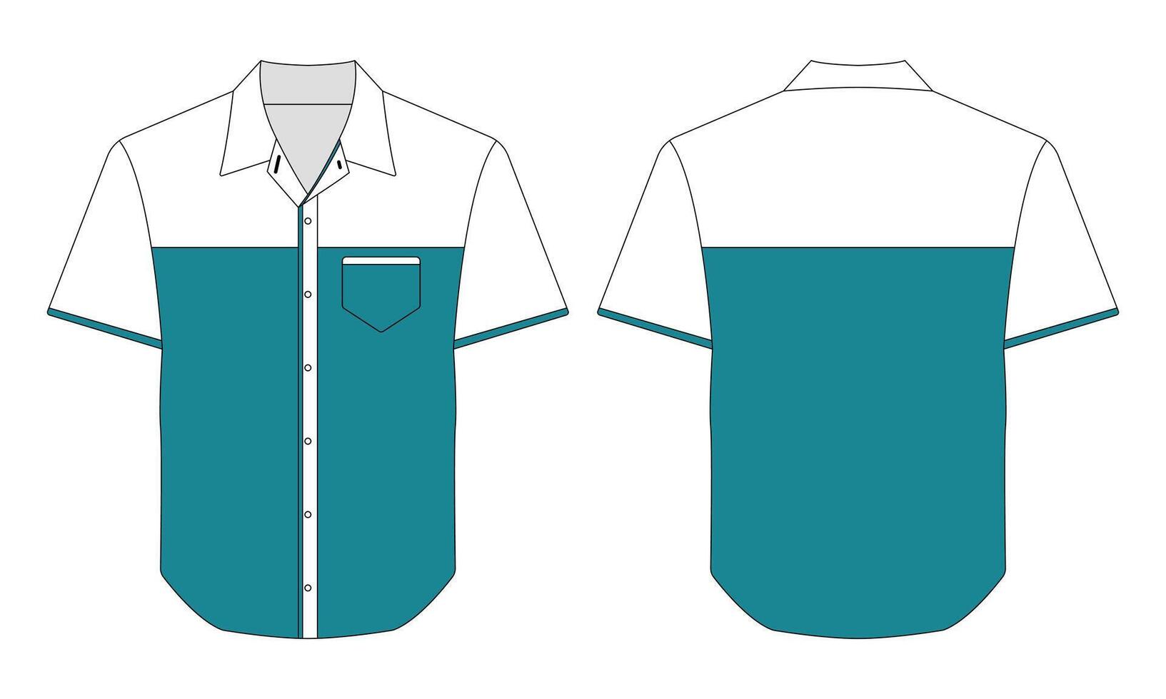 Modern work shirt mockup front and back view vector