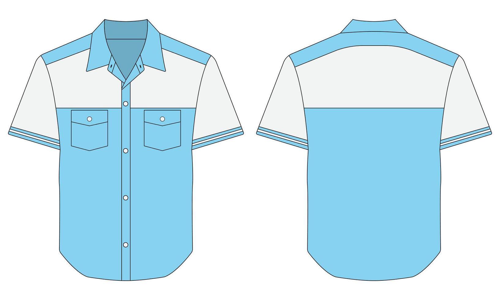 Blue and white modern work shirt template vector