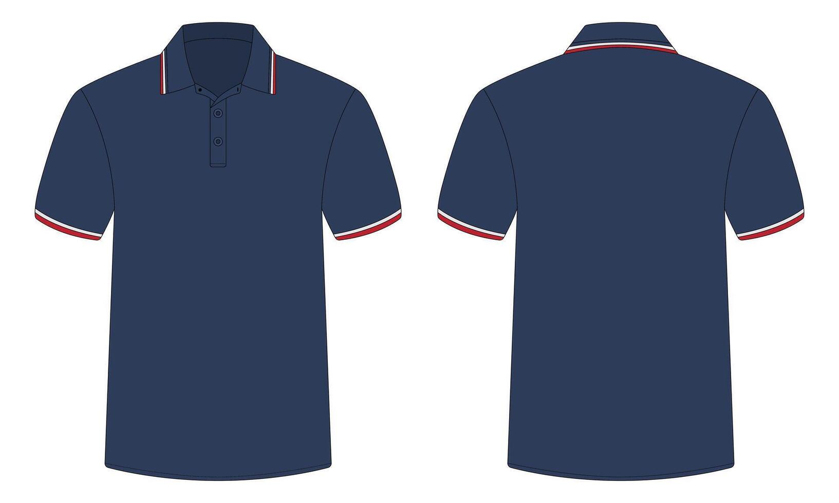 Navy blue polo shirt mockup front and back view vector