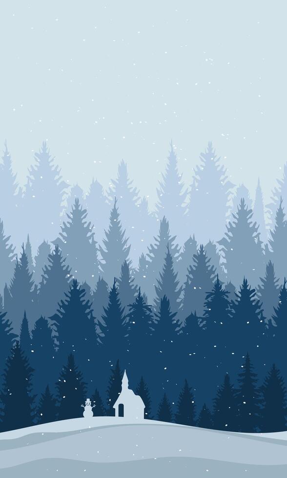 Winter wallpaper silhouette of fir trees vector