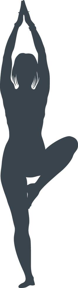 Women in yoga pose silhouette vector