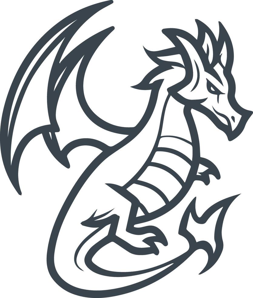 Dragon line art logo design for any kind of use vector