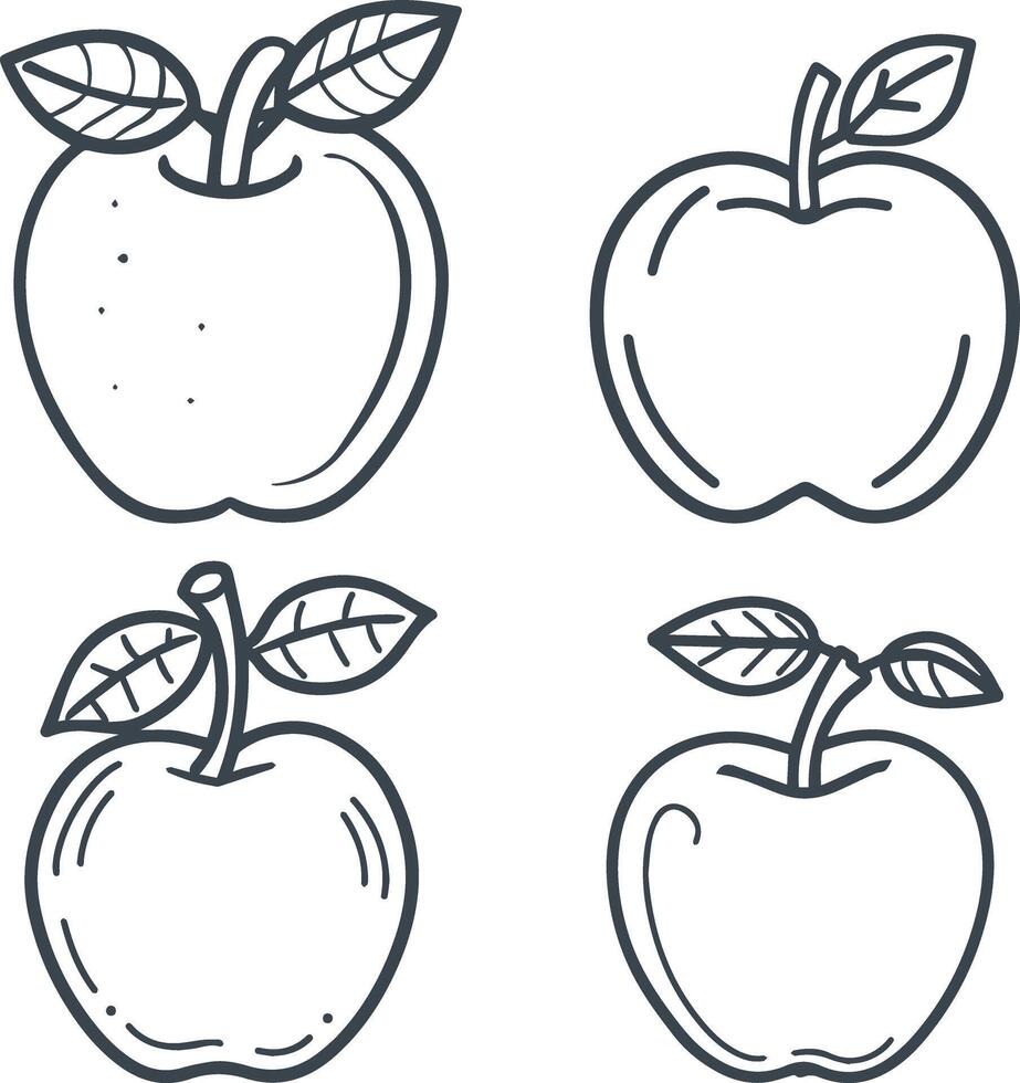 Set of apple line art logos isolated on white background vector