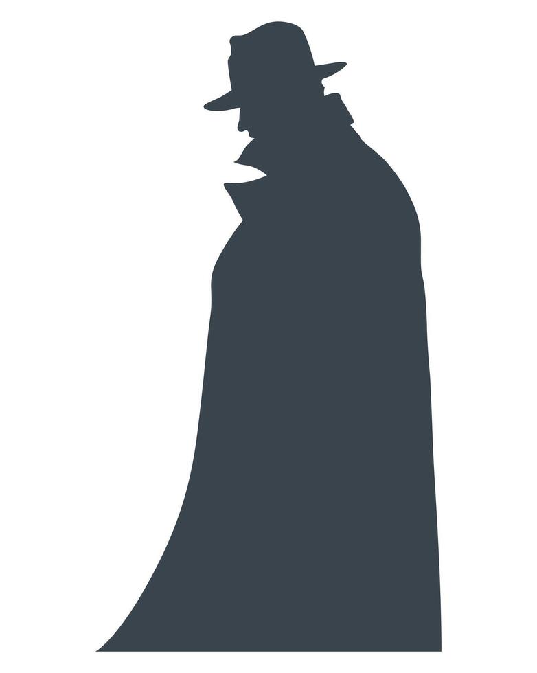 Mysterious Detective silhouette illustration vector
