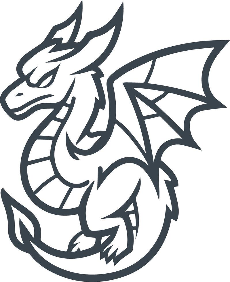 Dragon line art vector