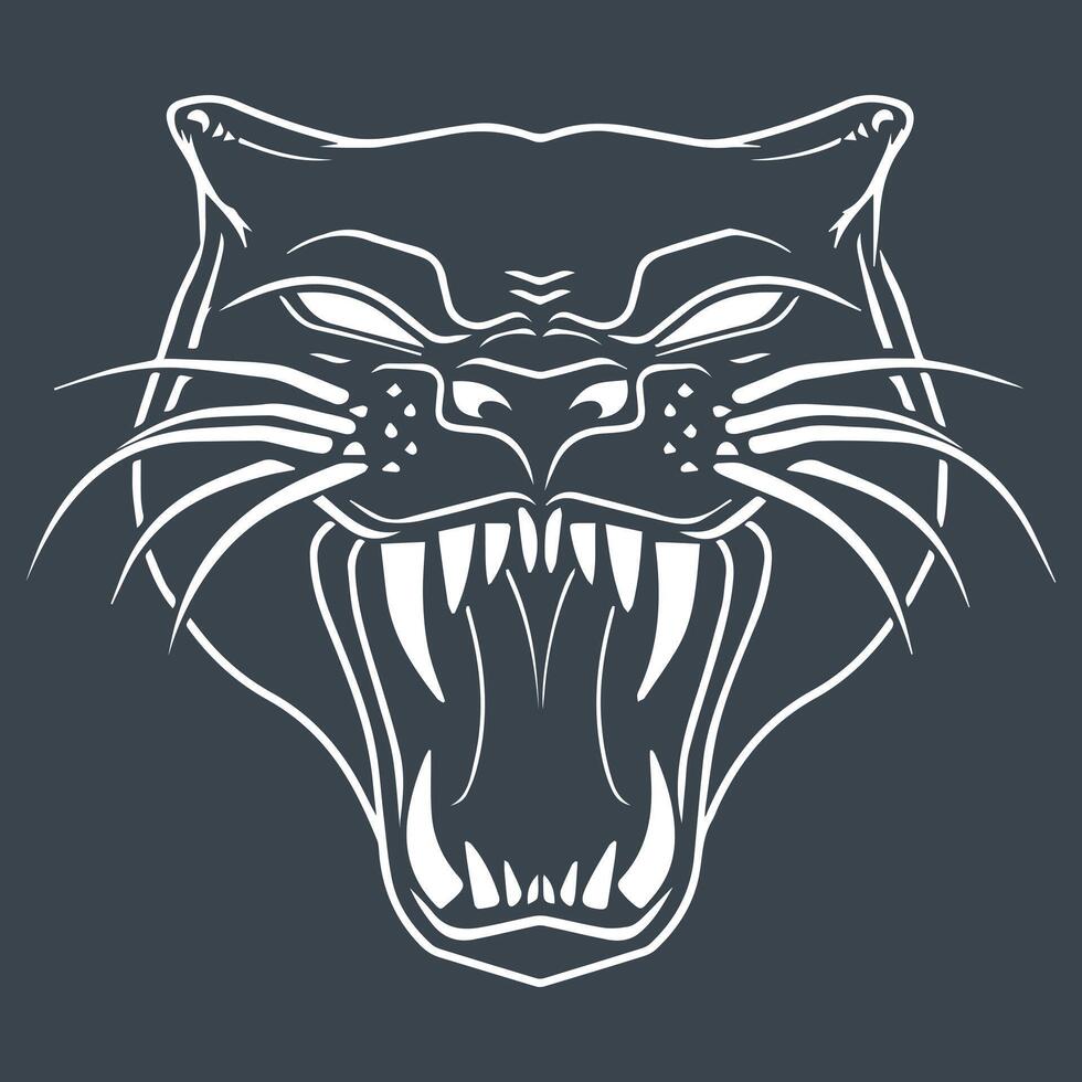 Angry Wild Cat line art logo vector