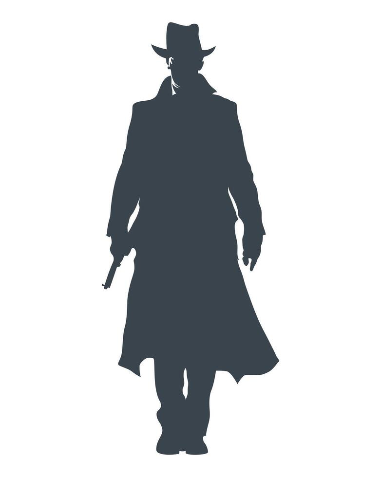 Detective walking silhouette artwork for any design vector