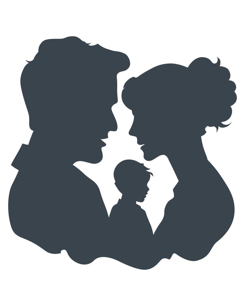 Father mother and child silhouette vector