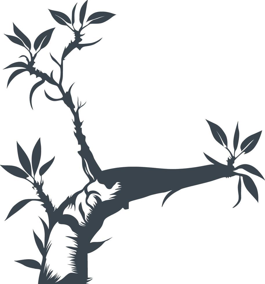 Tree branch with leaves silhouette illustration for any design vector