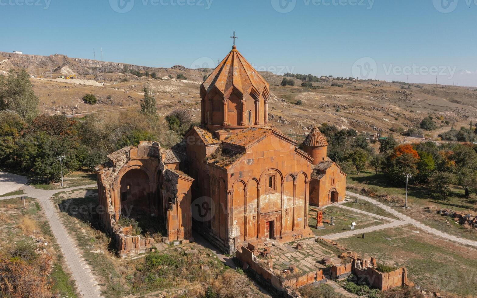 Aerial view of Marmashen Monastery in the Shirak Province of Armenia photo