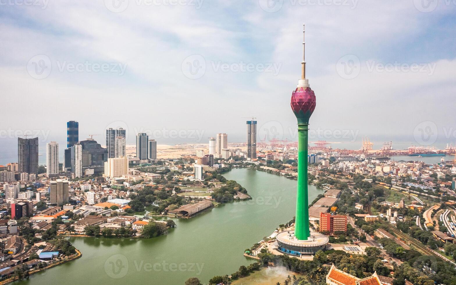 Aerial view of Colombo city on a sunny day photo