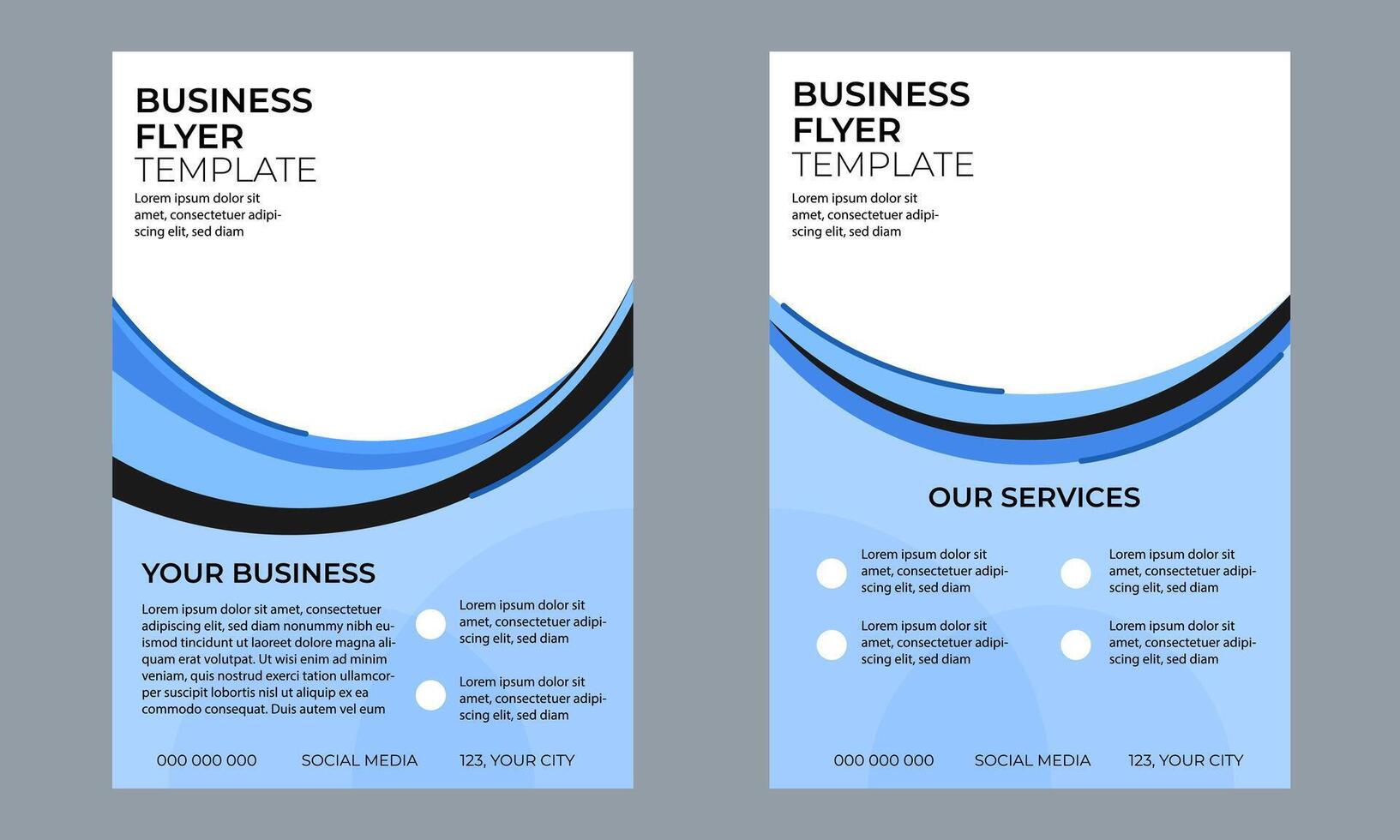 Business flyer template in blue color. flyer design in A4 size vector
