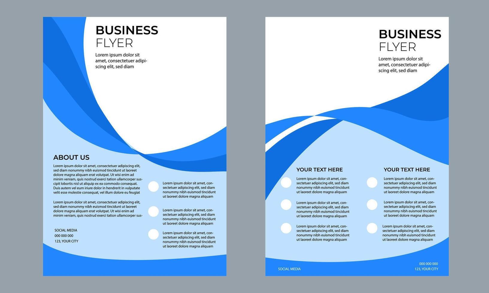 Business flyer template in blue color. modern flyer design A4 size. minimalist design vector