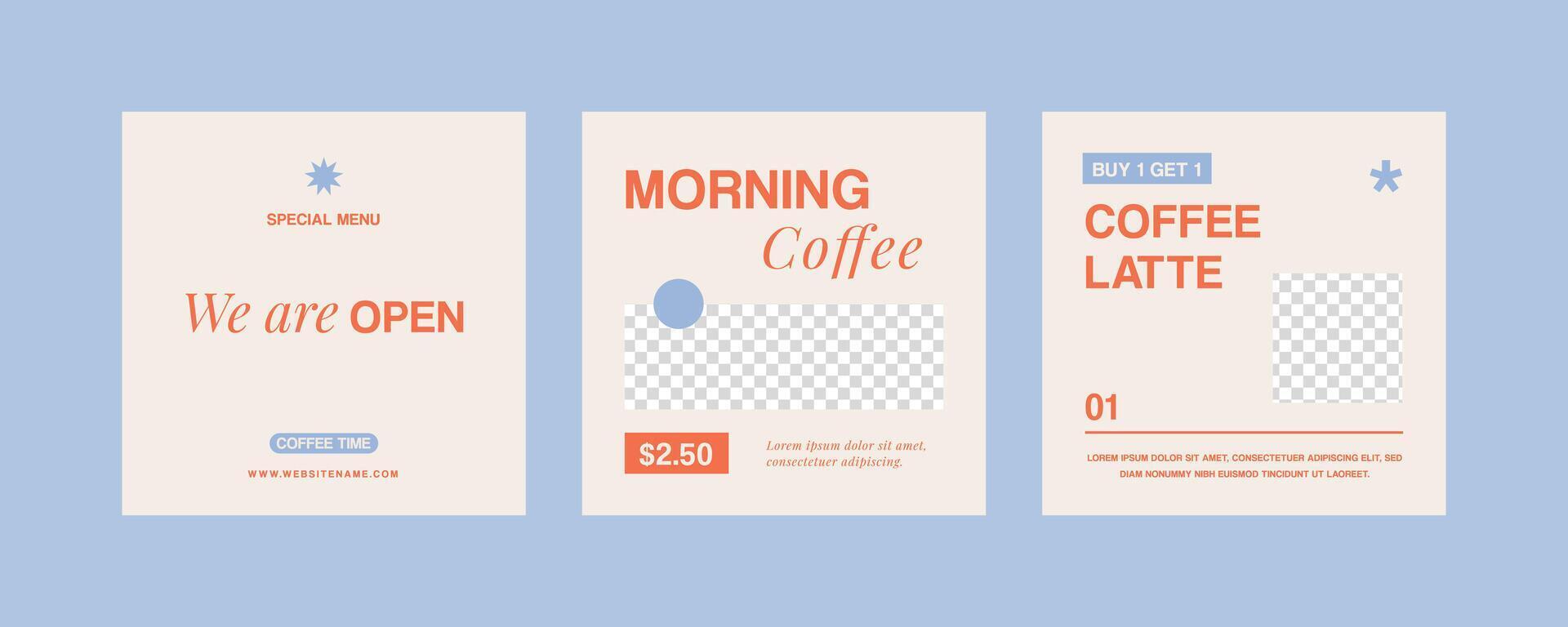 Coffee time social media template vector
