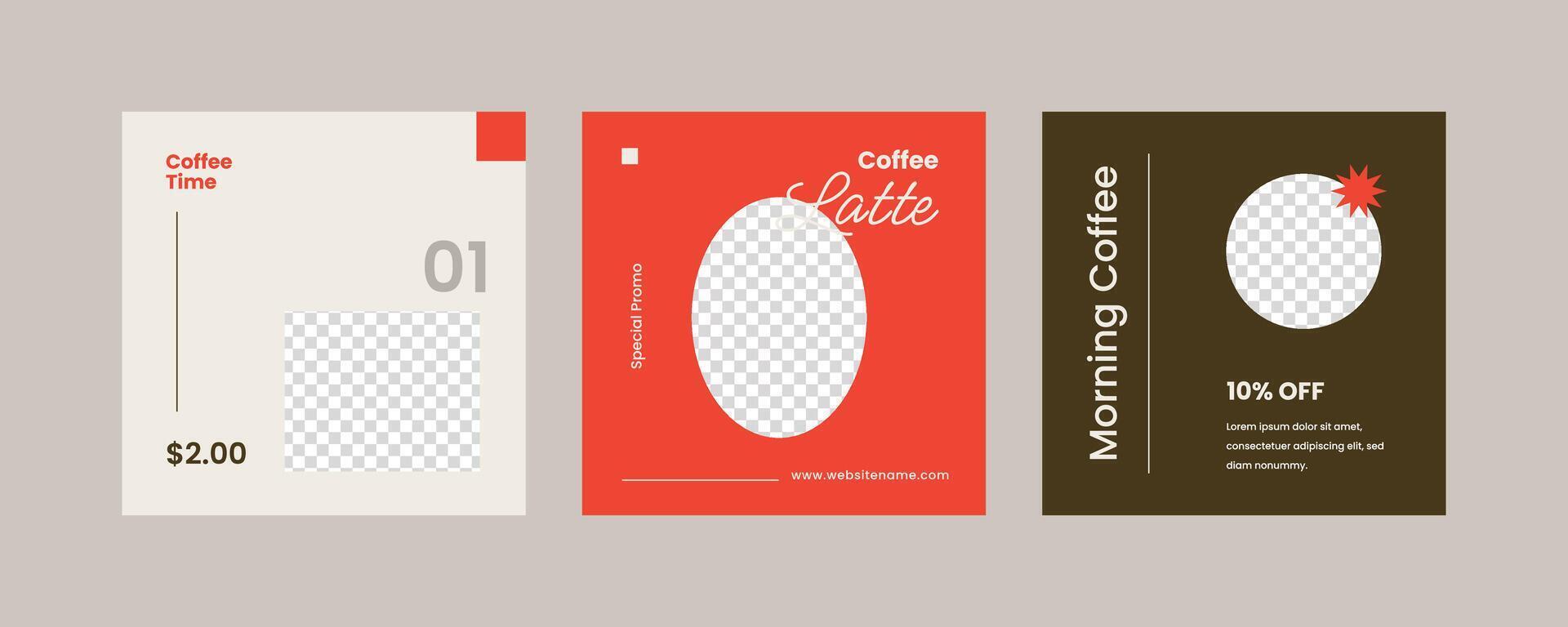 Editable Social Media Post template for Coffeeshop vector