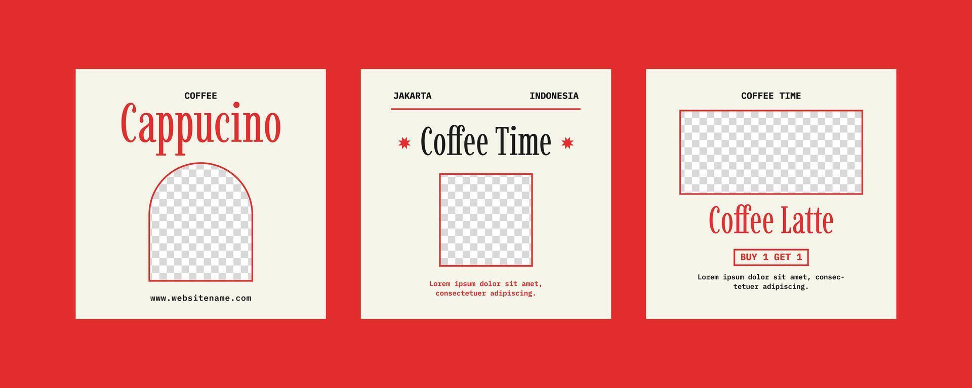 Delicious coffee social media posts template vector