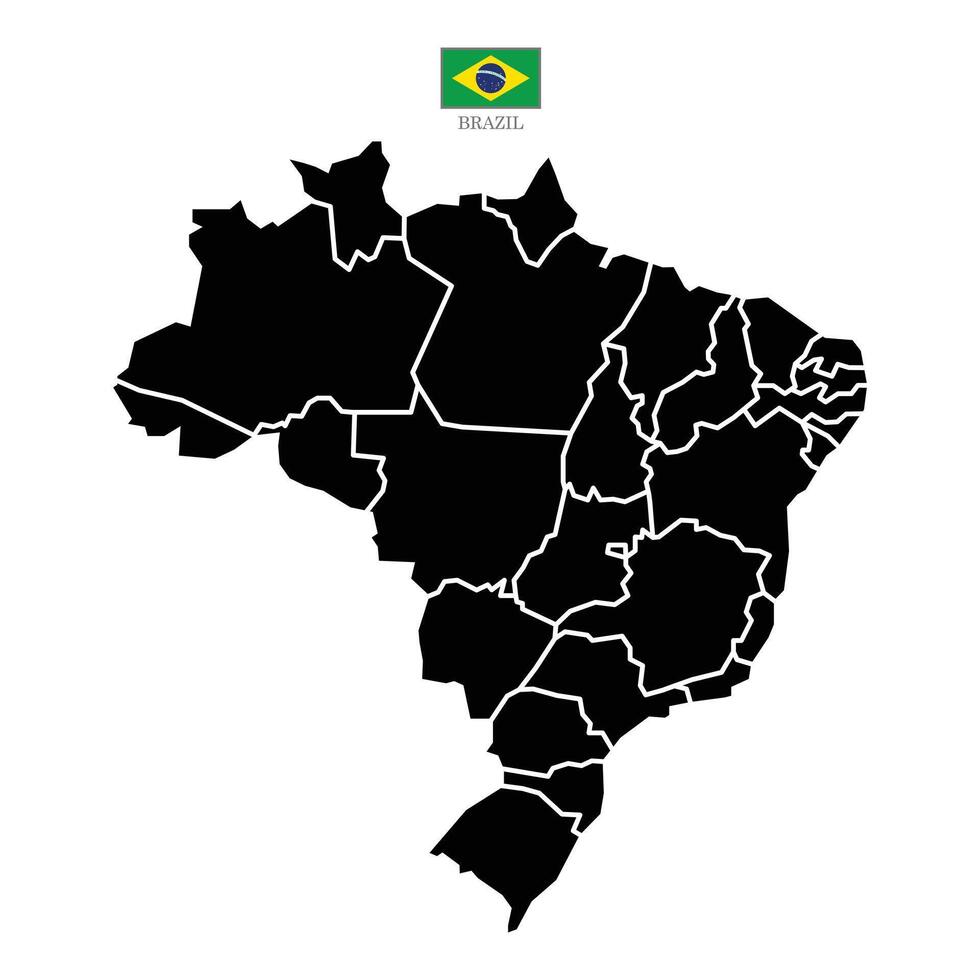 Brazil contour map with region isolated on background hight detailed illustration vector