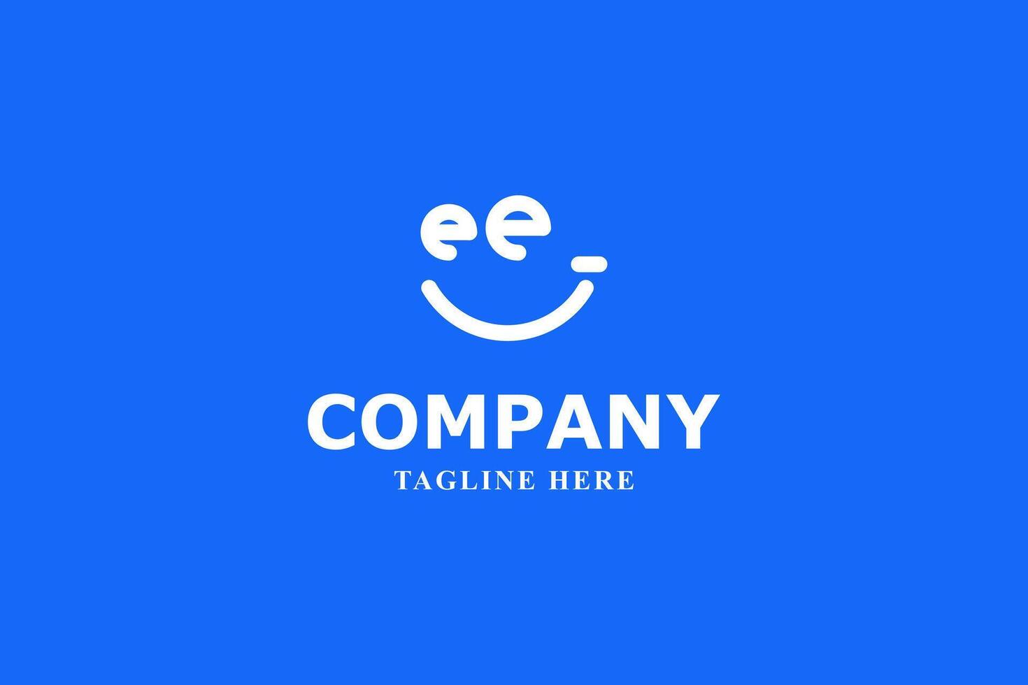 letter e smile face minimal logo vector