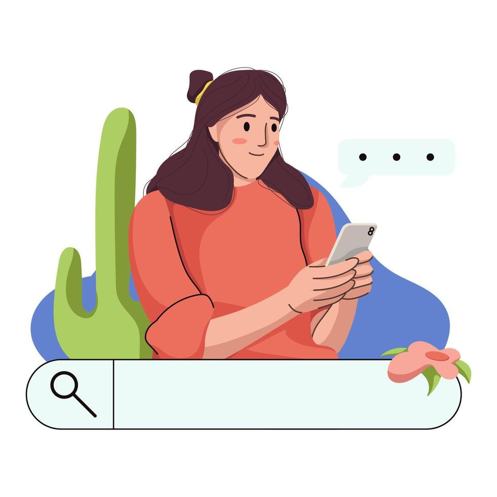 Girl Online Chat vector