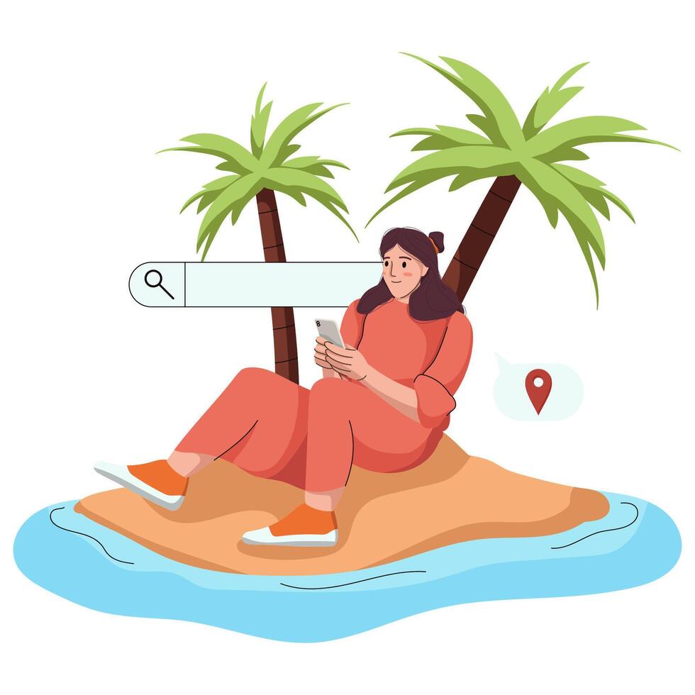 Girl Share Location vector