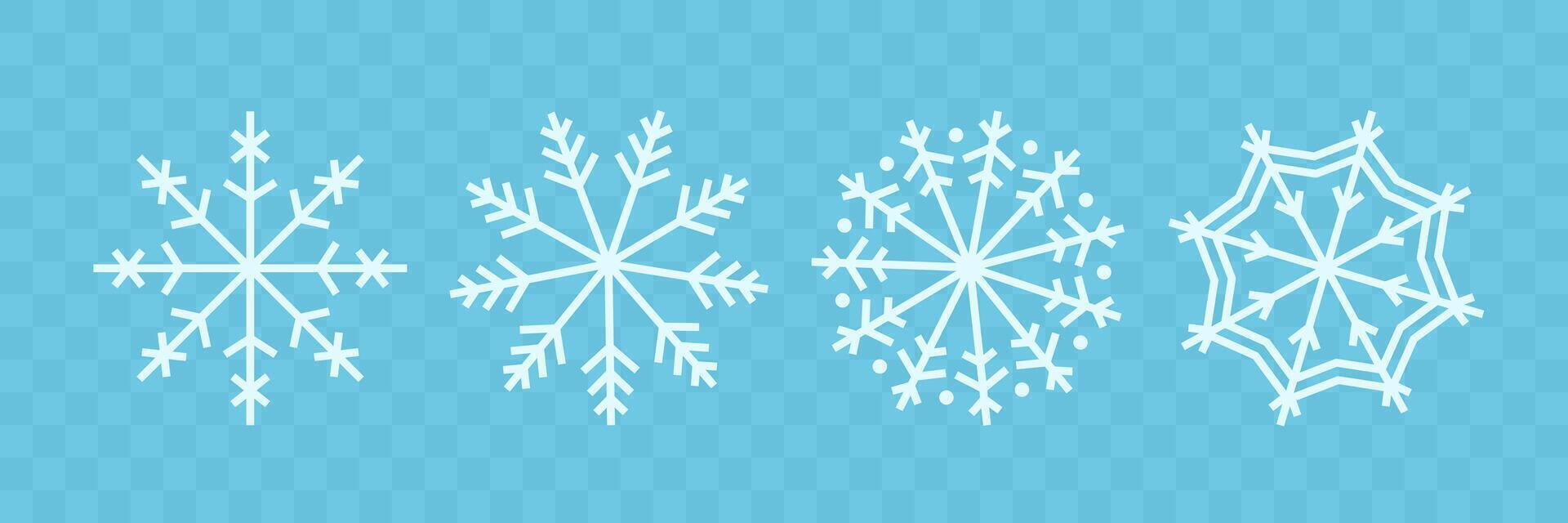 Set of White Snowflake icon. illustration vector