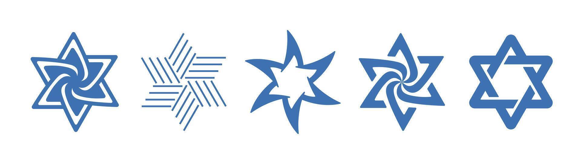 Star of David set. Jewish religion symbol. illustration on white background vector