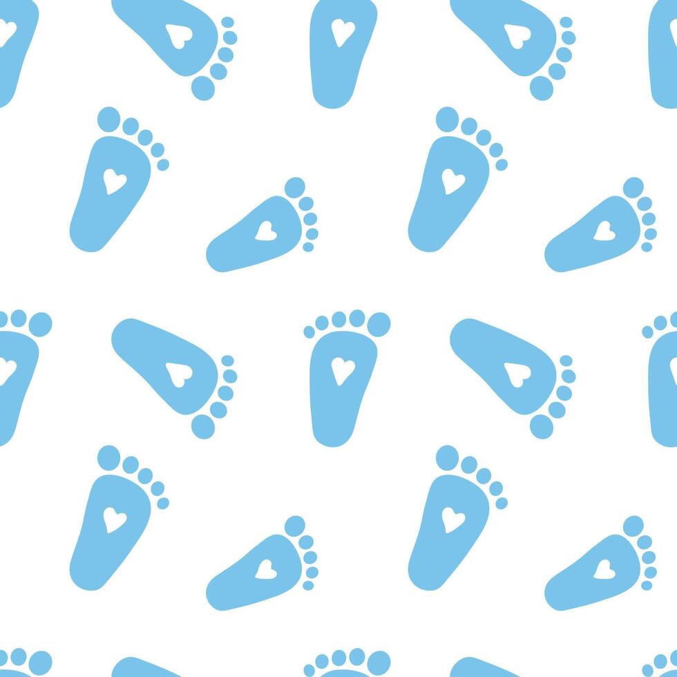 Baby boy foot print seamless pattern vector
