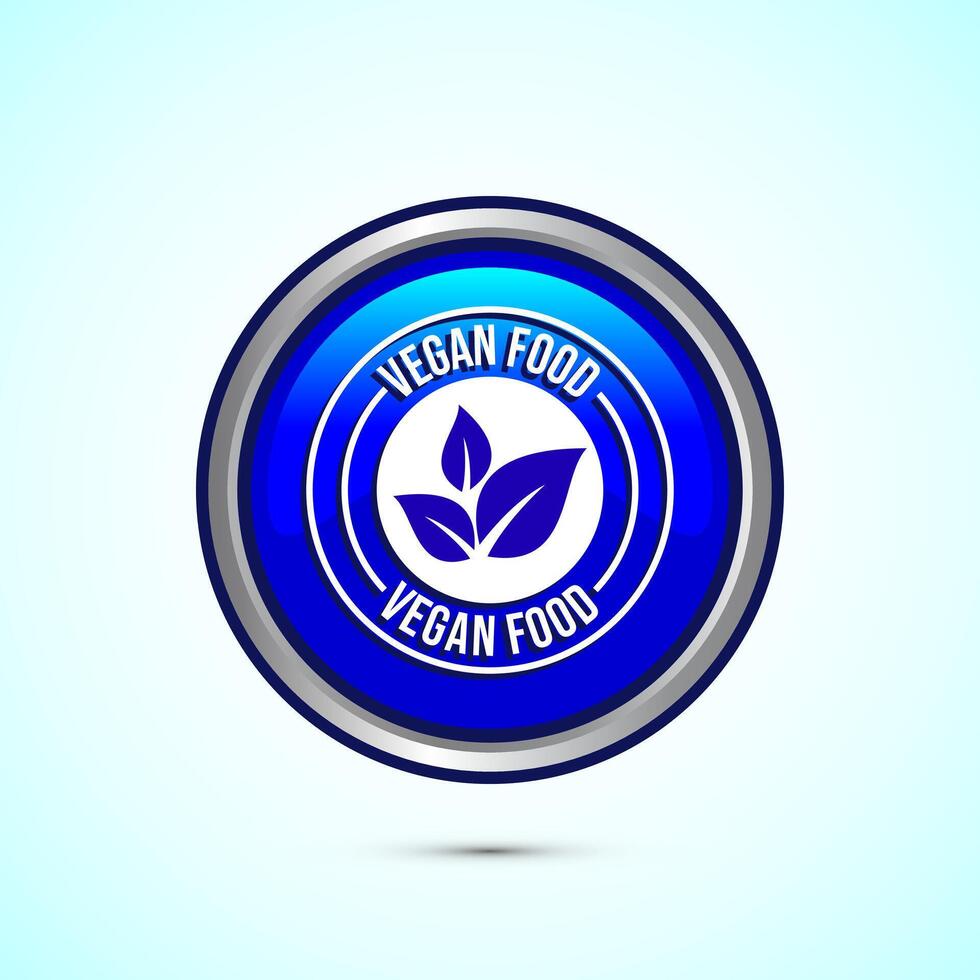 Vegan food icon design illustration. Bio, Ecology, Organic logos and label. Vegan food diet icon. Blue Color Round Button Design vector