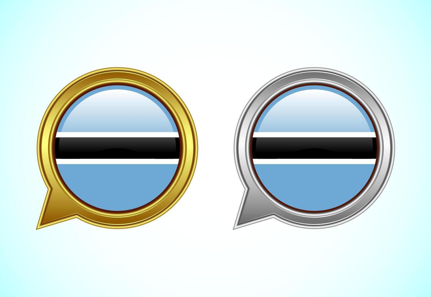 Botswana flag speech bubble. Speaking flag icon in gold and silver color vector