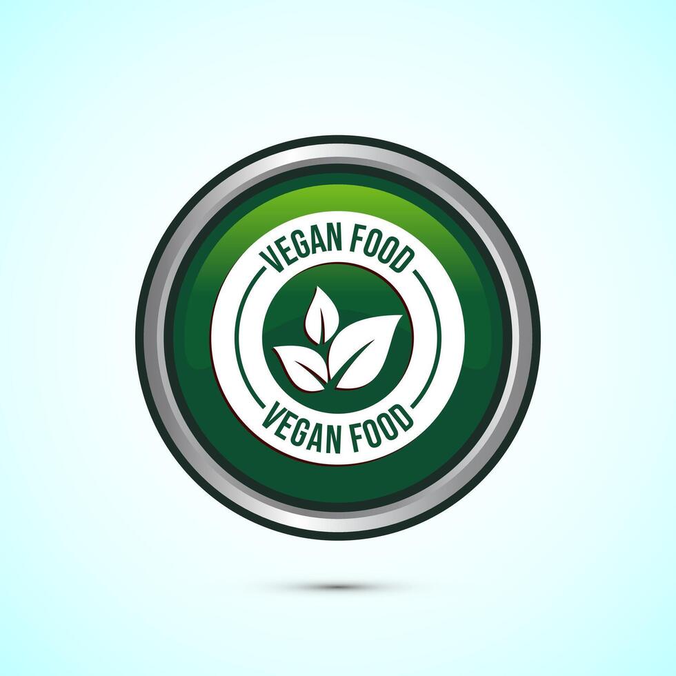 Vegan food icon design illustration. Bio, Ecology, Organic logos and label. Vegan food diet icon. Green Color Round Button Design vector