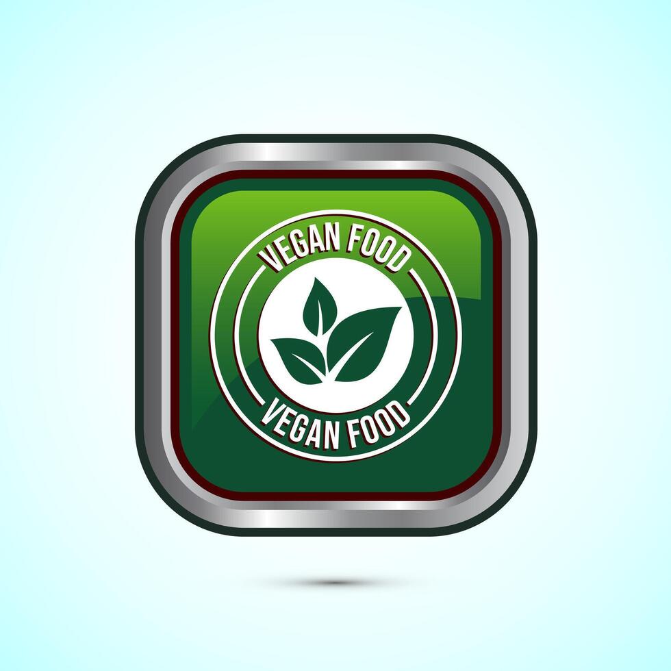 Vegan food icon design illustration. Bio, Ecology, Organic logos and label. Vegan food diet icon. Green Color Square Button Design vector
